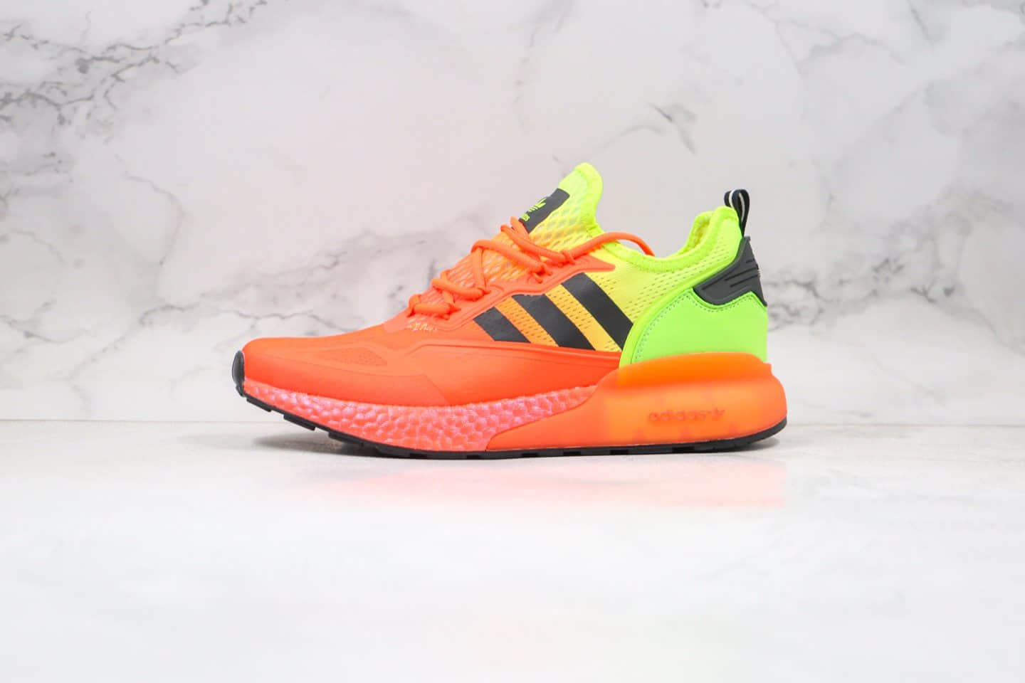 阿迪达斯Adidas Originals ZX 2K Boost纯原版本易烊千玺同款ZX 2K爆米花跑鞋橙绿色原楦头纸板打造 (ID:45379) - 图片1
