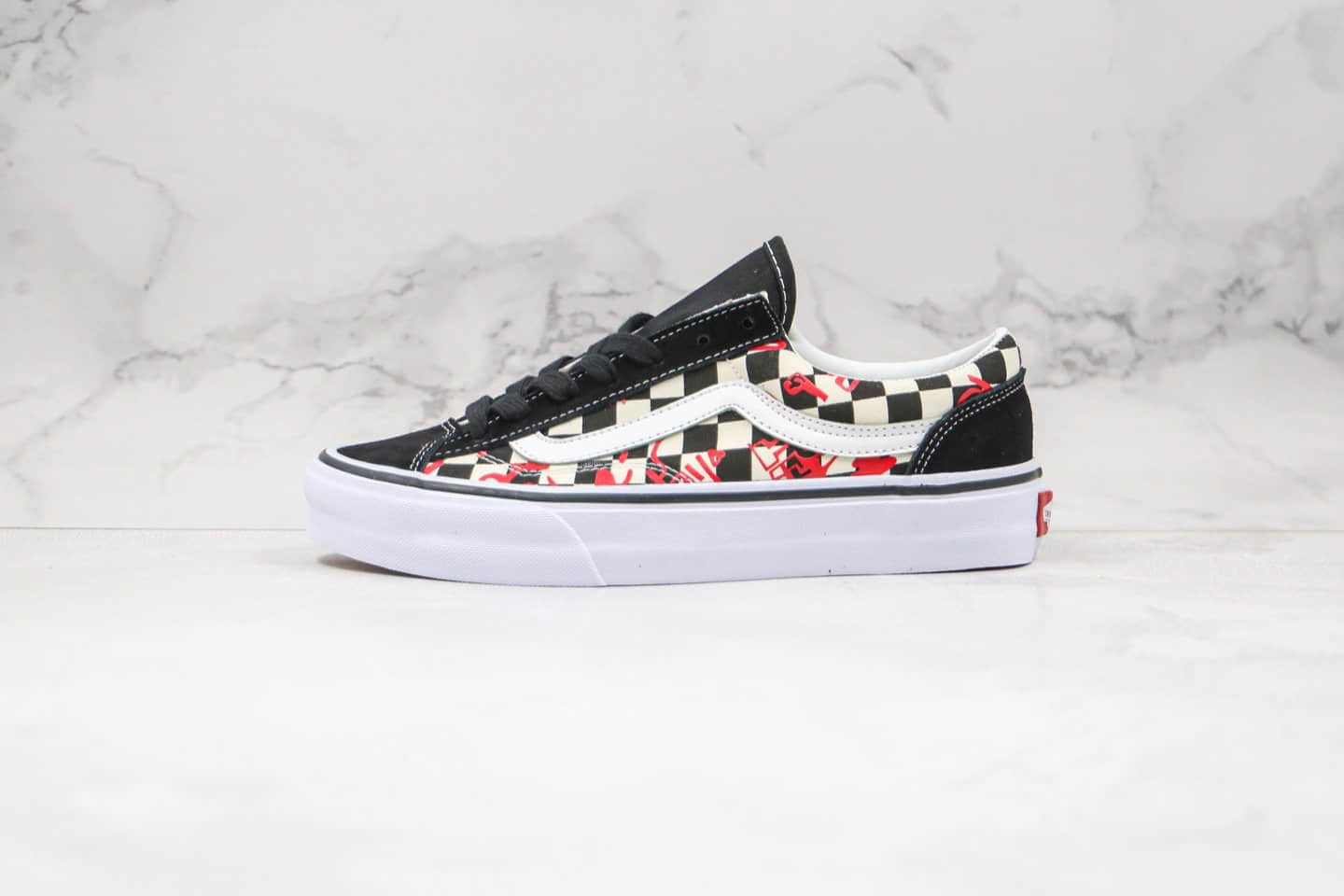 万斯Vans Style 36公司级版本棋盘格低帮休闲板鞋黑红涂鸦印花原鞋开模 货号:VN0A3DZ31IW