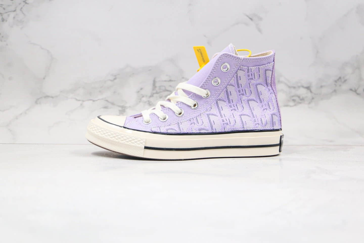 匡威Dior x Converse 1970S纯原版本迪奥联名款高帮帆布鞋香芋紫配色正确双围条硫化蓝底 (ID:46449) - 图片1