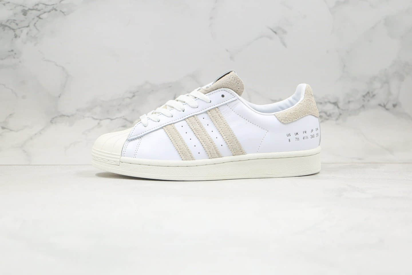 阿迪达斯Adidas Originals Superstar Superstar纯原版本三叶草贝壳头50周年白水泥米白灰色板鞋原盒原标 (ID:46615) - 图片1