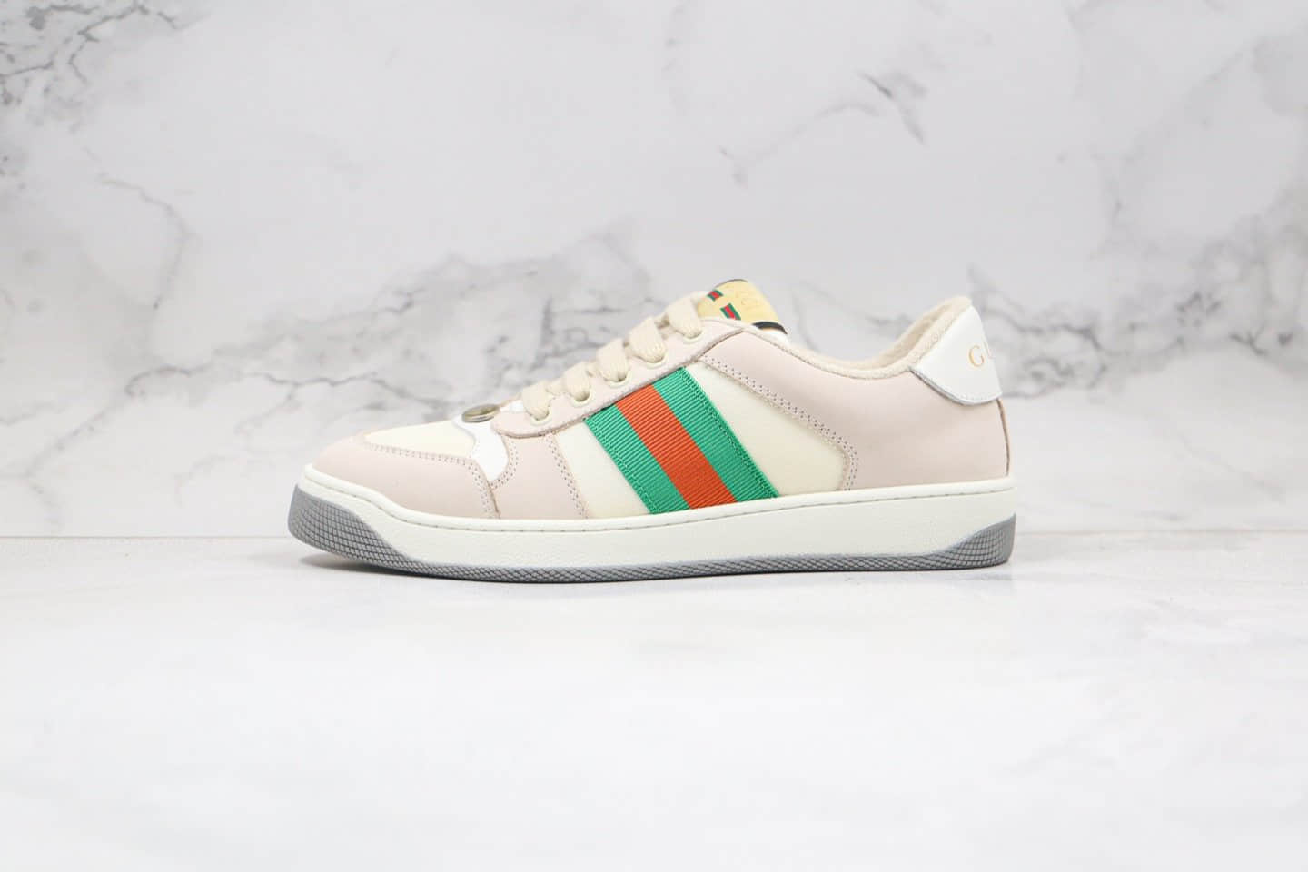 古驰Gucci Distressed Screener Sneaker纯原版本余文乐同款复古做旧老爹鞋原档案数据开发正确鞋面材质细节 (ID:47134) - 图片1