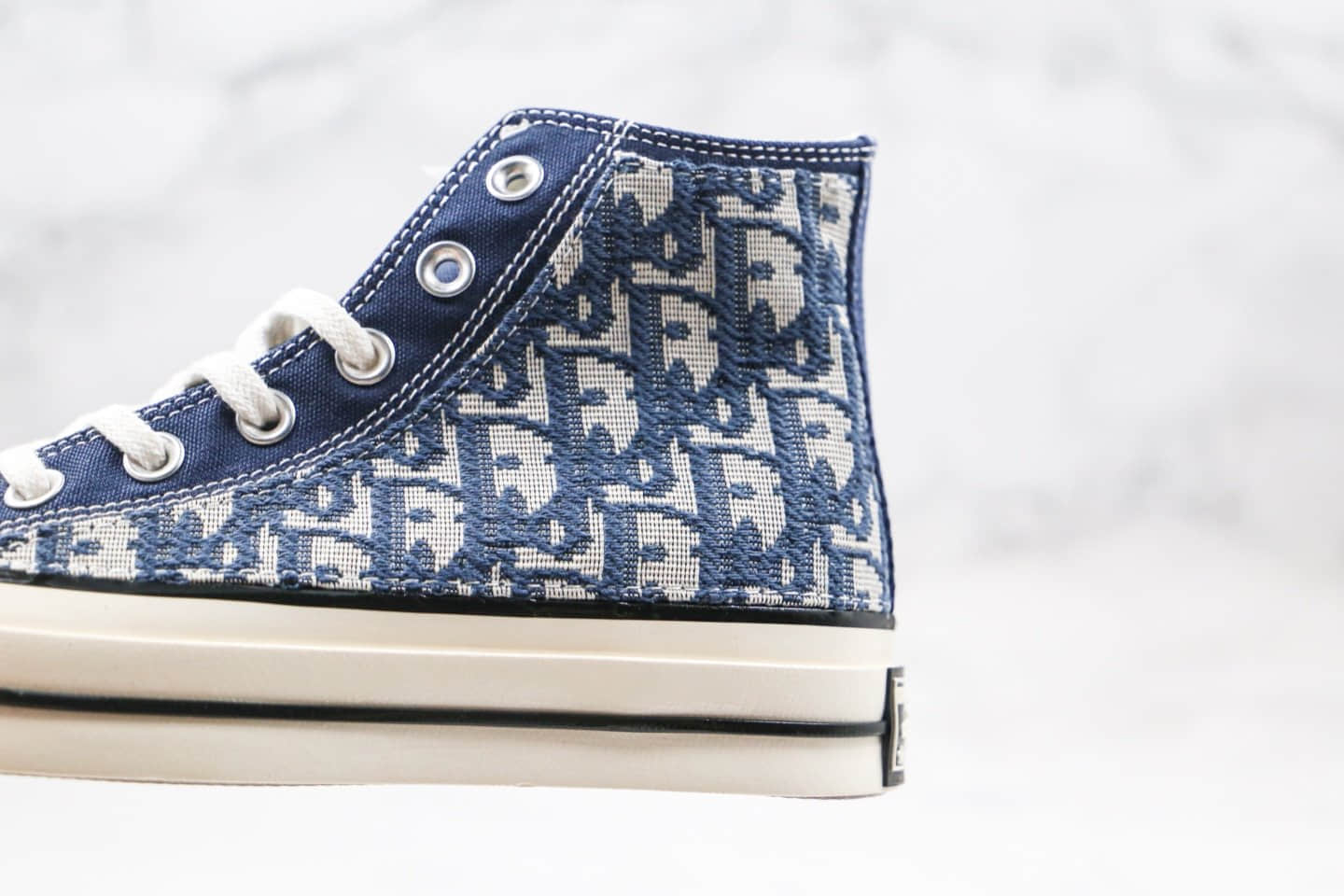 匡威CONVERSE 1970S x Dior纯原版本迪奥联名款高帮暗夜蓝色老花配色帆布鞋原厂硫化大底原盒原标 货号：164945D