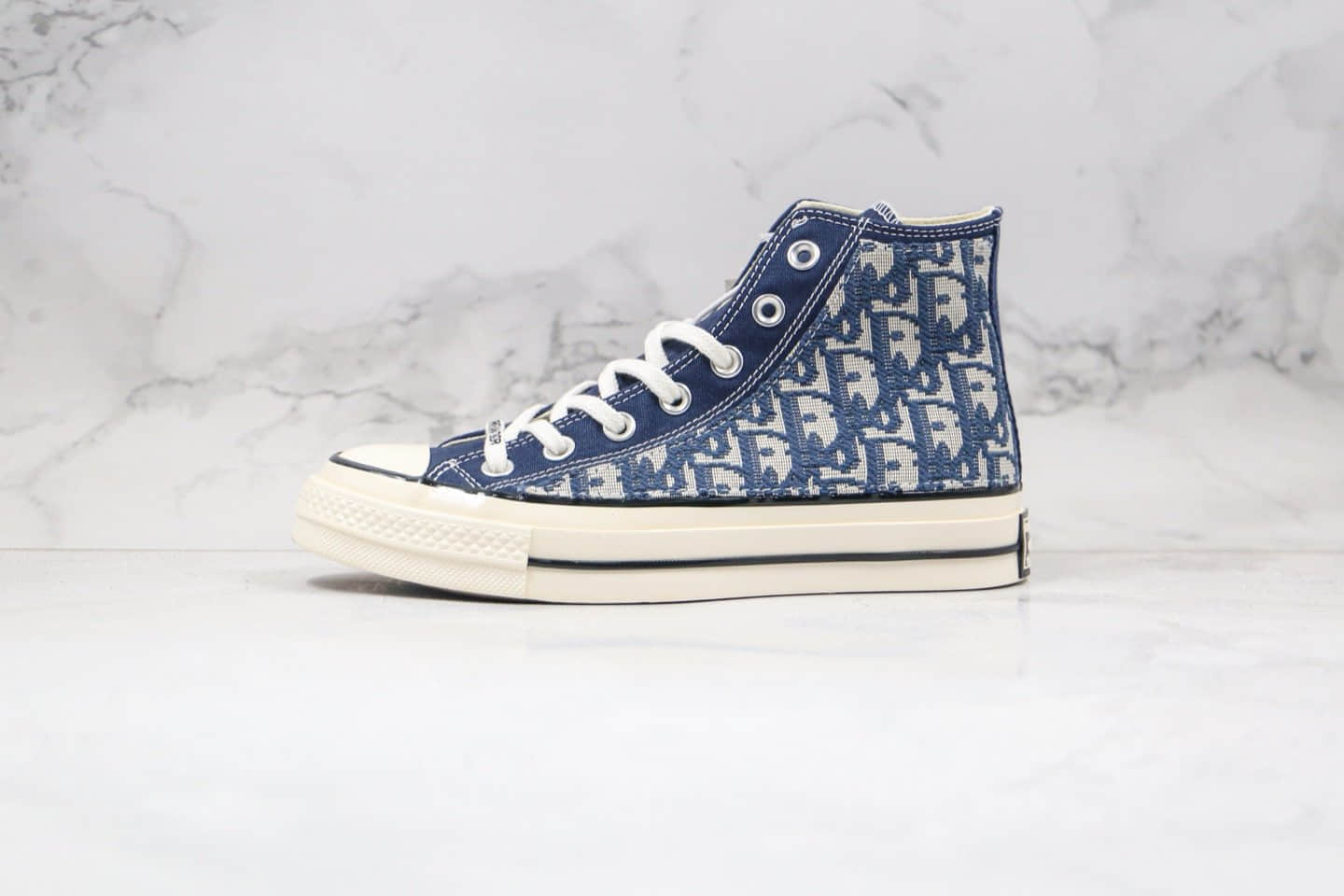 匡威CONVERSE 1970S x Dior纯原版本迪奥联名款高帮暗夜蓝色老花配色帆布鞋原厂硫化大底原盒原标 (ID:47224) - 图片1