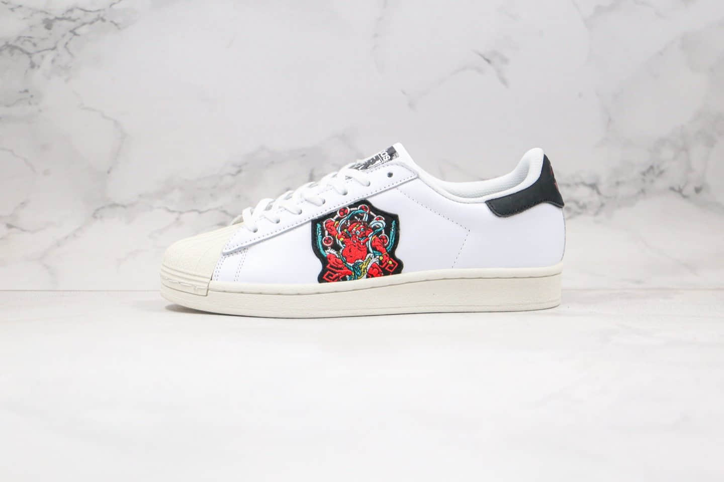 阿迪达斯Adidas Originals Superstar Superstar纯原版本三叶草贝壳头50周年中国风刺绣风神雷神板鞋原档案数据开发 (ID:47297) - 图片1