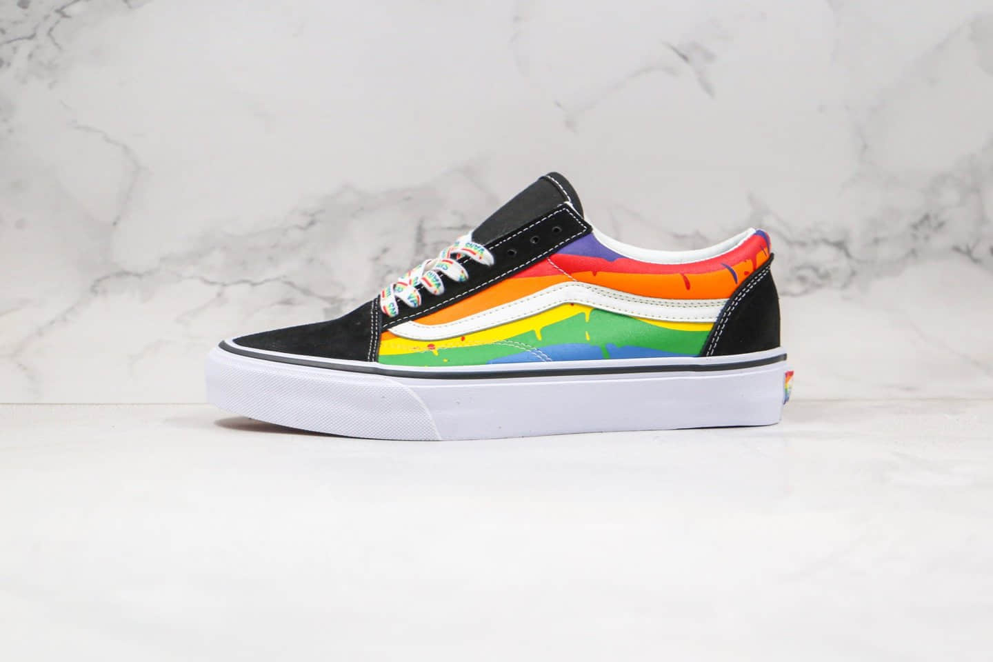 万斯Vans Old Skool公司级版本低帮彩虹扎染泼墨LOGO印花硫化板鞋原盒原标 (ID:47422) - 图片1