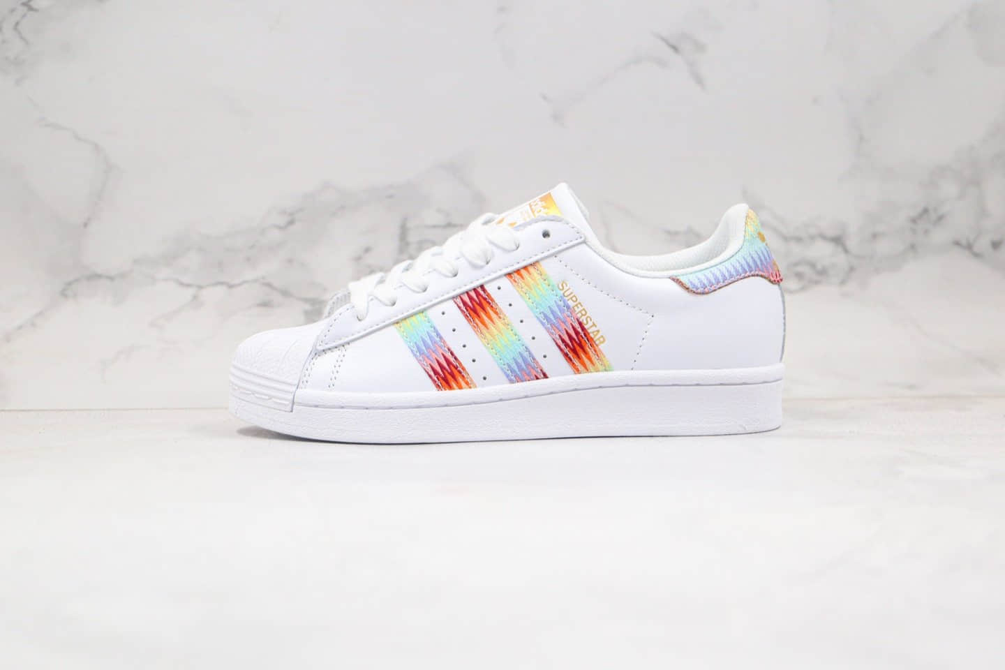 阿迪达斯Adidas Originals Superstar Superstar纯原版本三叶草贝壳头炫彩白彩虹配色板鞋原鞋开模一比一打造 (ID:47494) - 图片1