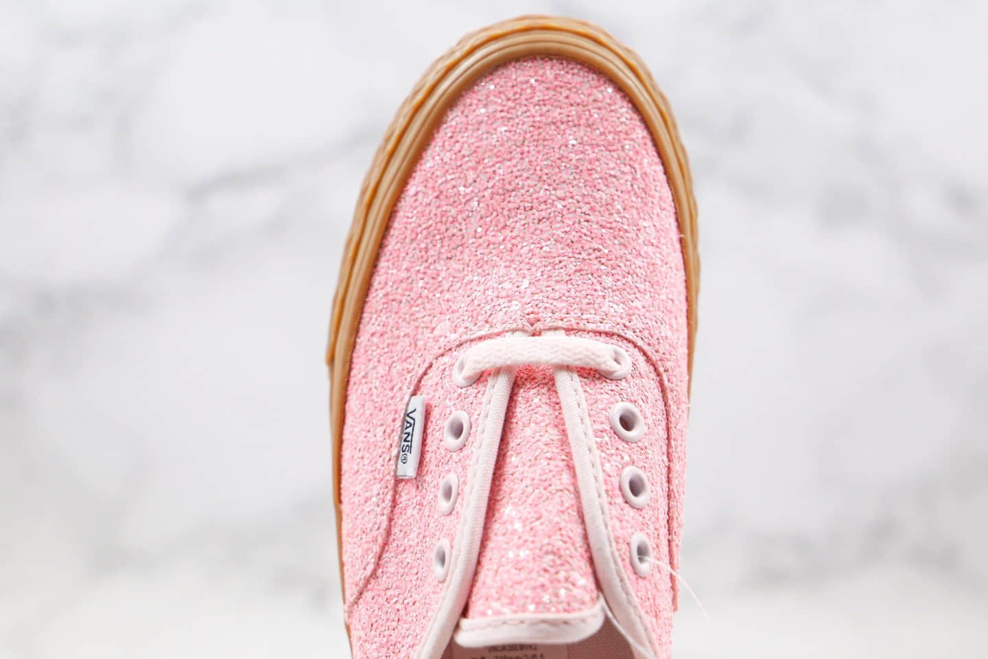 万斯VANS AUTHENTIC公司级版本安纳海姆璀璨星光细闪亮片系列粉色生胶底硫化板鞋原盒原标 货号:VN0A38EMVK1