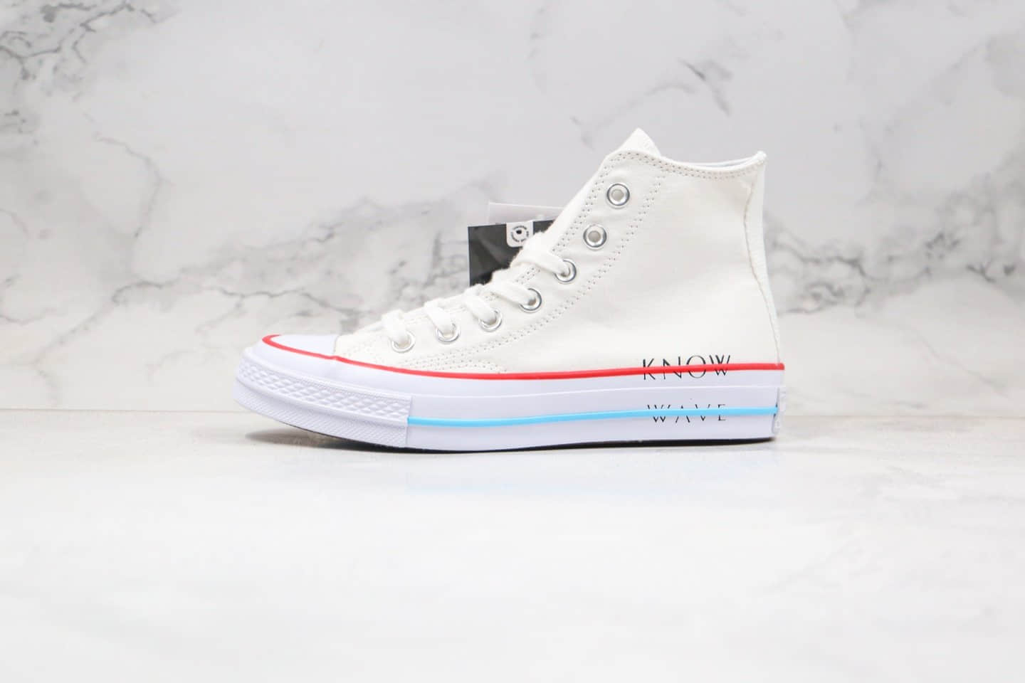 匡威Converse Chuck 70 x Konw Wave联名款公司级版本高帮白红蓝色帆布鞋原盒原标原楦头纸板打造 货号:161379C