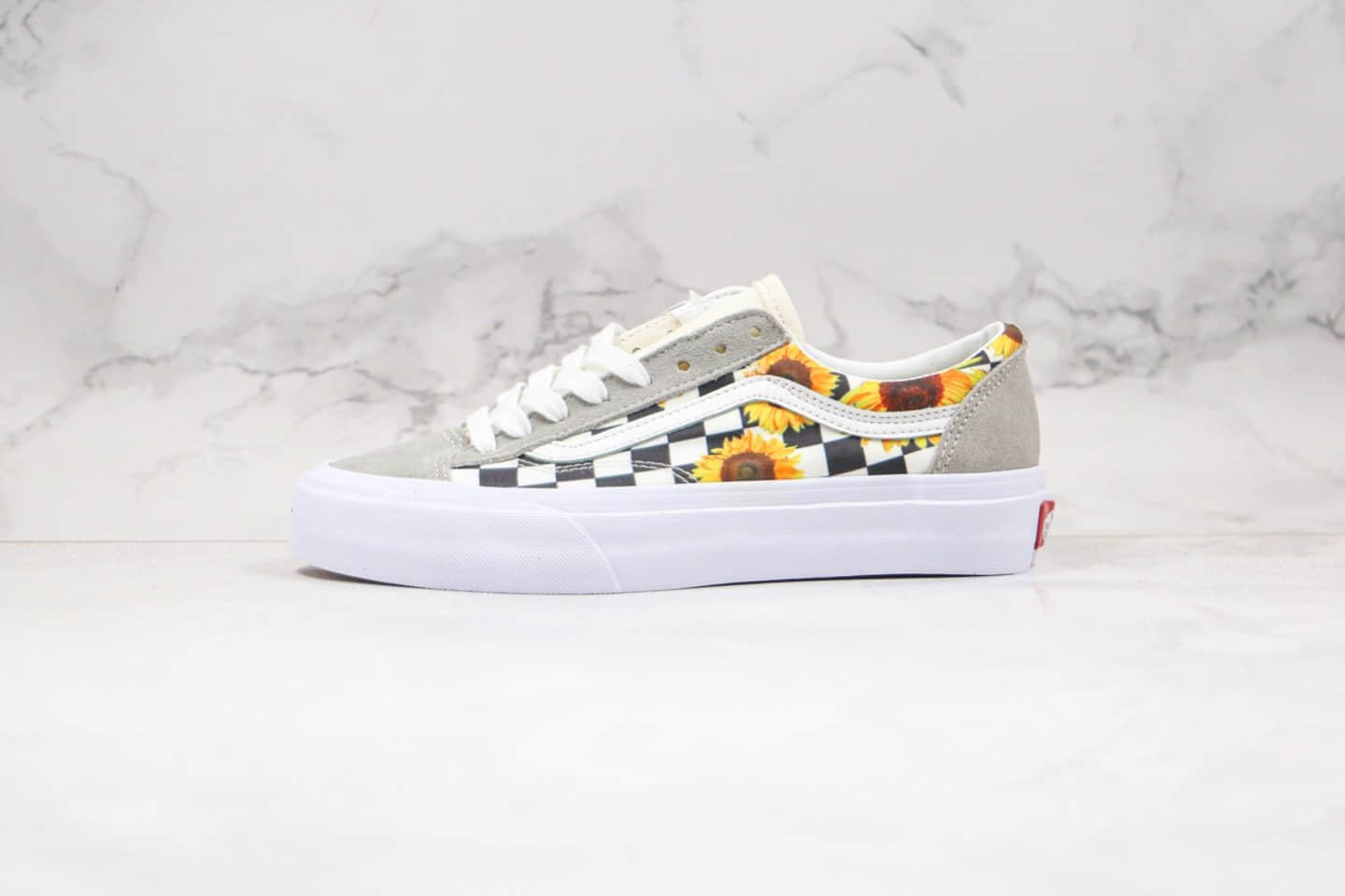 万斯Vans Style 36公司级版本低帮半月包头棋盘格子向日葵图案硫化板鞋原厂硫化大底内置钢印 (ID:48055) - 图片1