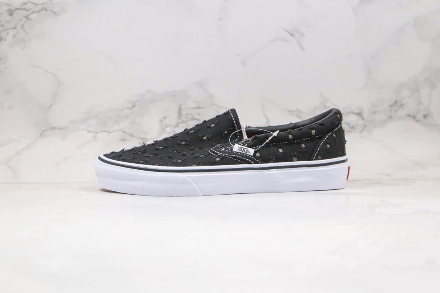 万斯Vans Supreme SUP公司级版本低帮一脚蹬破洞丹宁牛仔联名黑色原厂硫化大底原盒原标 (ID:48598) - 图片1