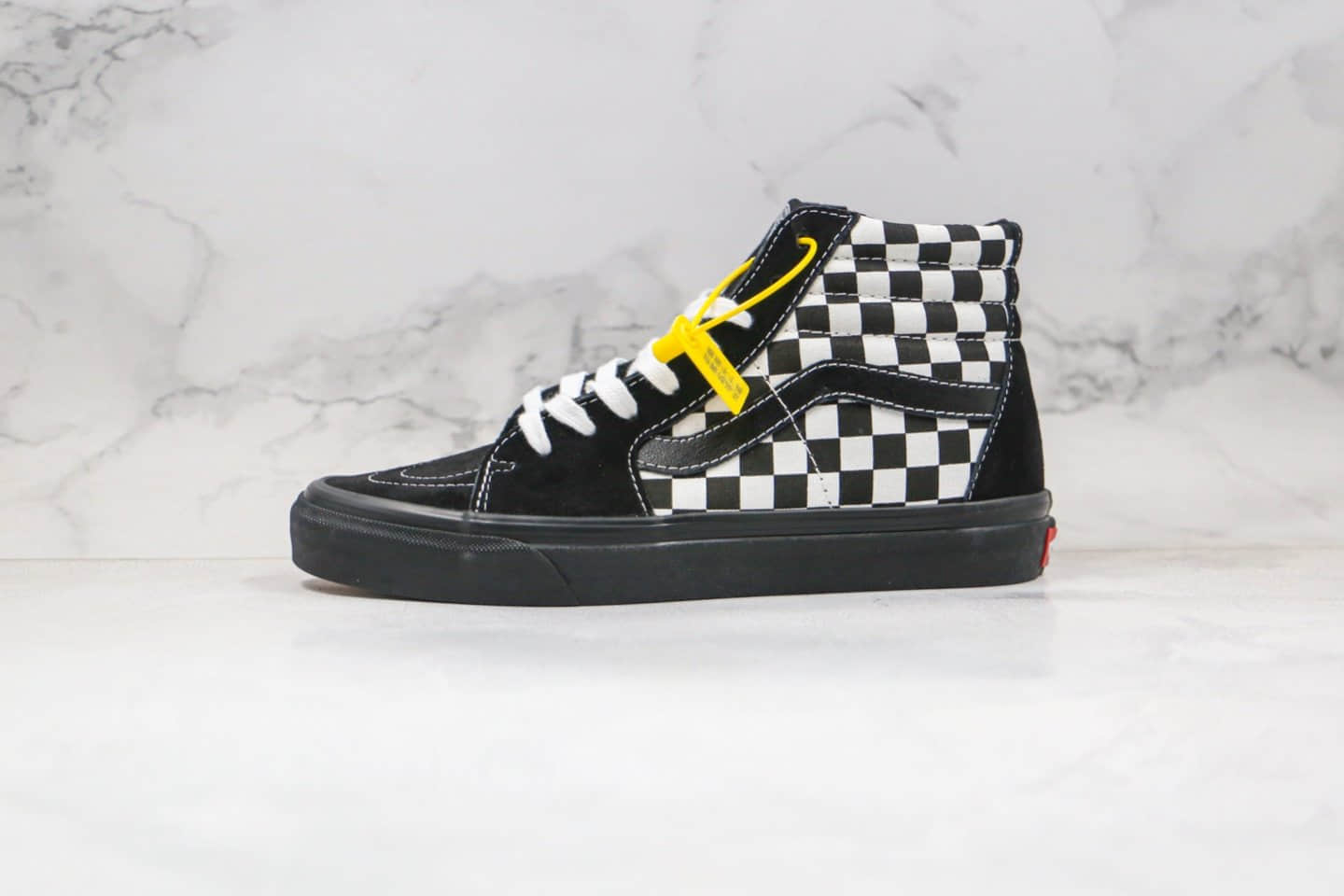 万斯Vans SH8-HI COMFYCUSH公司级版本高帮棋盘格子虎纹拼接鸳鸯黑白色板鞋原楦头纸板打造 (ID:48662) - 图片1