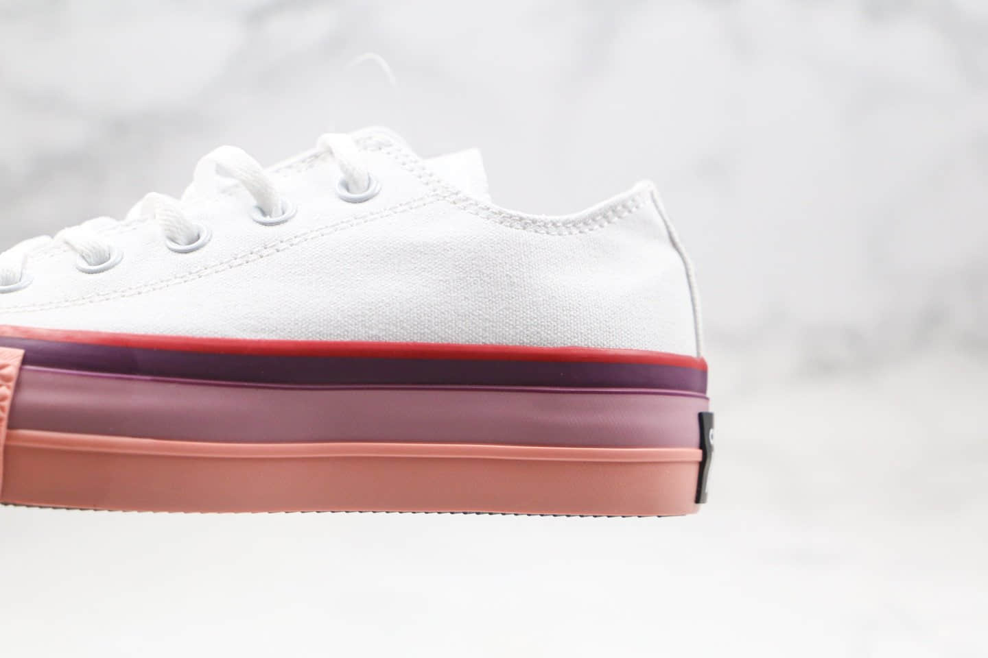 匡威Converse x opi chuck taylor all stat公司级版本指甲油OPI联名款低帮厚底松糕帆布鞋白粉色原盒原标原厂硫化大底 货号:566557C