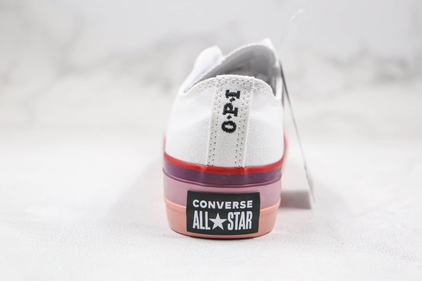 匡威Converse x opi chuck taylor all stat公司级版本指甲油OPI联名款低帮厚底松糕帆布鞋白粉色原盒原标原厂硫化大底 货号:566557C