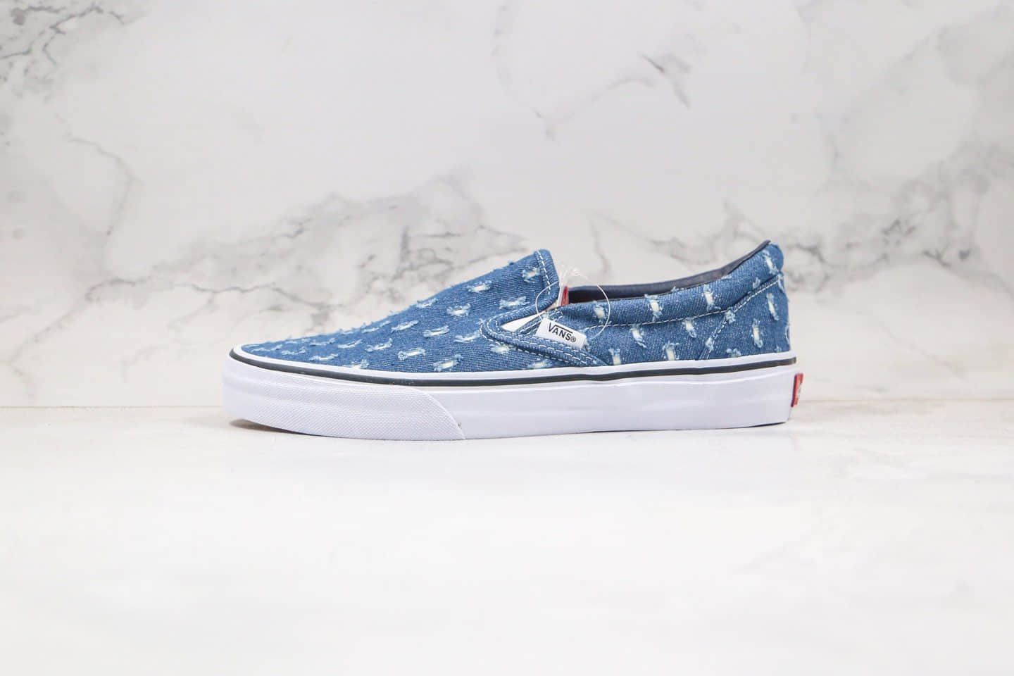 万斯Vans Supreme SUP公司级版本破坏丹宁牛仔联名款低帮一脚蹬蓝色帆布鞋原厂特殊鞋盒 (ID:48883) - 图片1