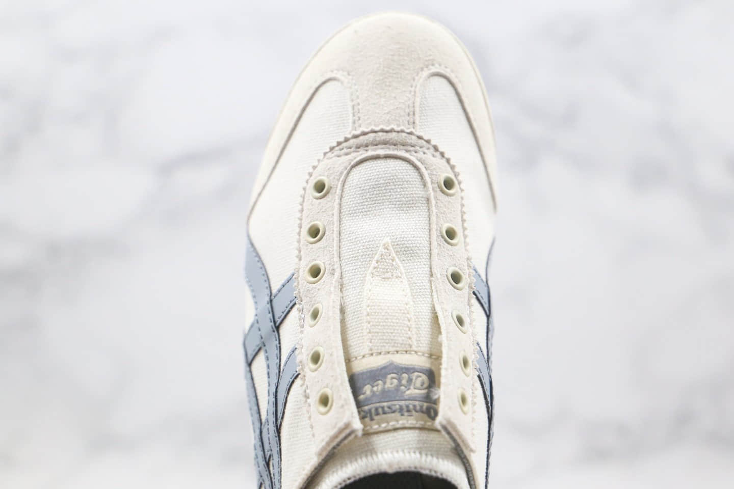 亚瑟士Asics Onitsuka tiger公司级版本鬼冢虎无鞋带一脚蹬灰蓝色原盒原标区别市面通货版本 货号:1183B404-200