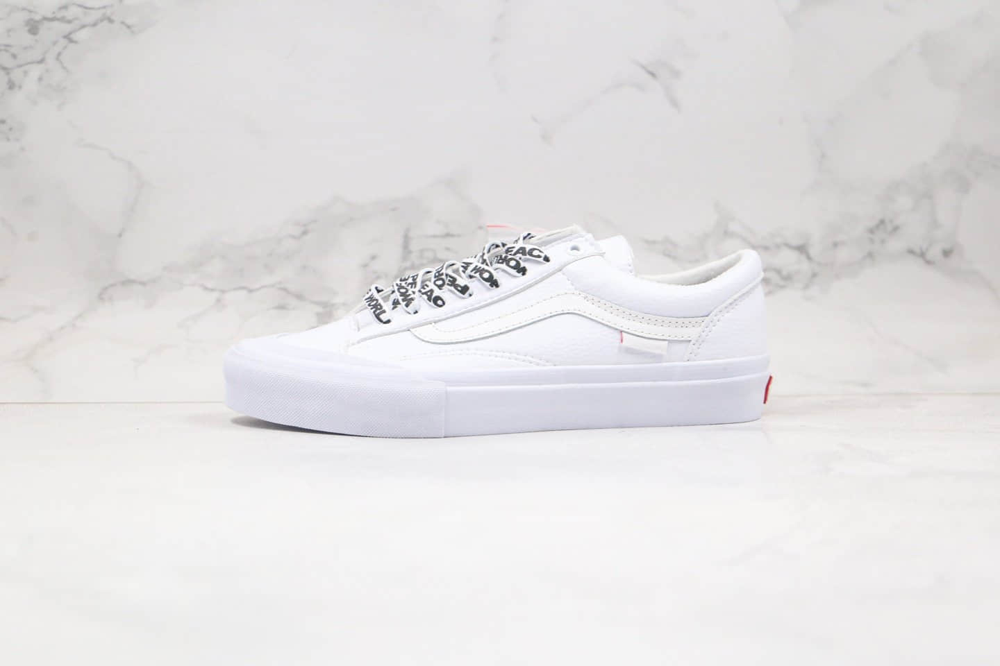 万斯Vans Style 36 Pro PEACE公司级版本低帮皮面半月包头字母印花鞋带白色板鞋原厂硫化大底 (ID:49430) - 图片1