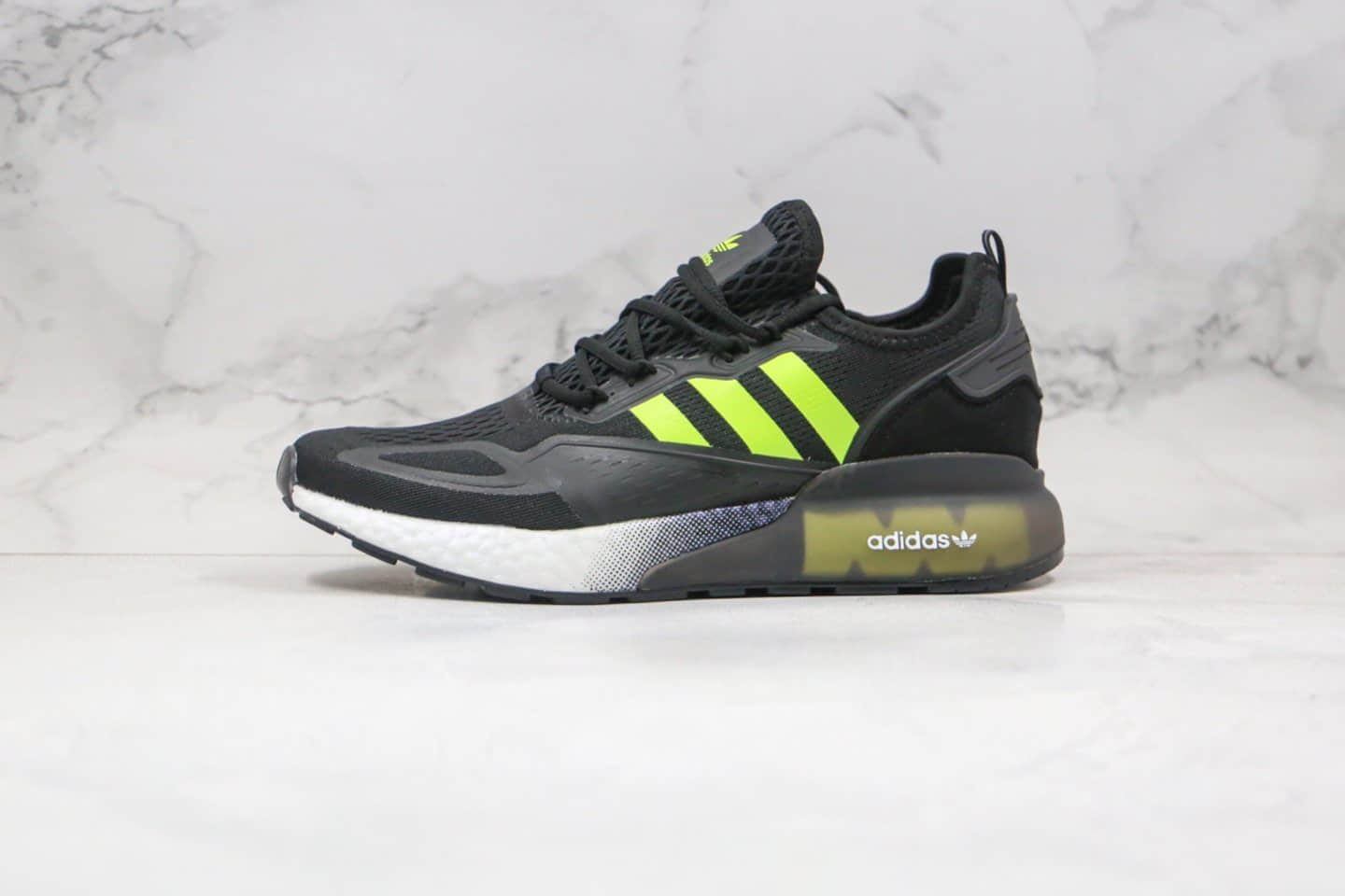 阿迪达斯Adidas Originals ZX 2K Boost纯原版本易烊千玺同款zx 2k爆米花跑鞋黑绿色原盒原标 (ID:49646) - 图片1