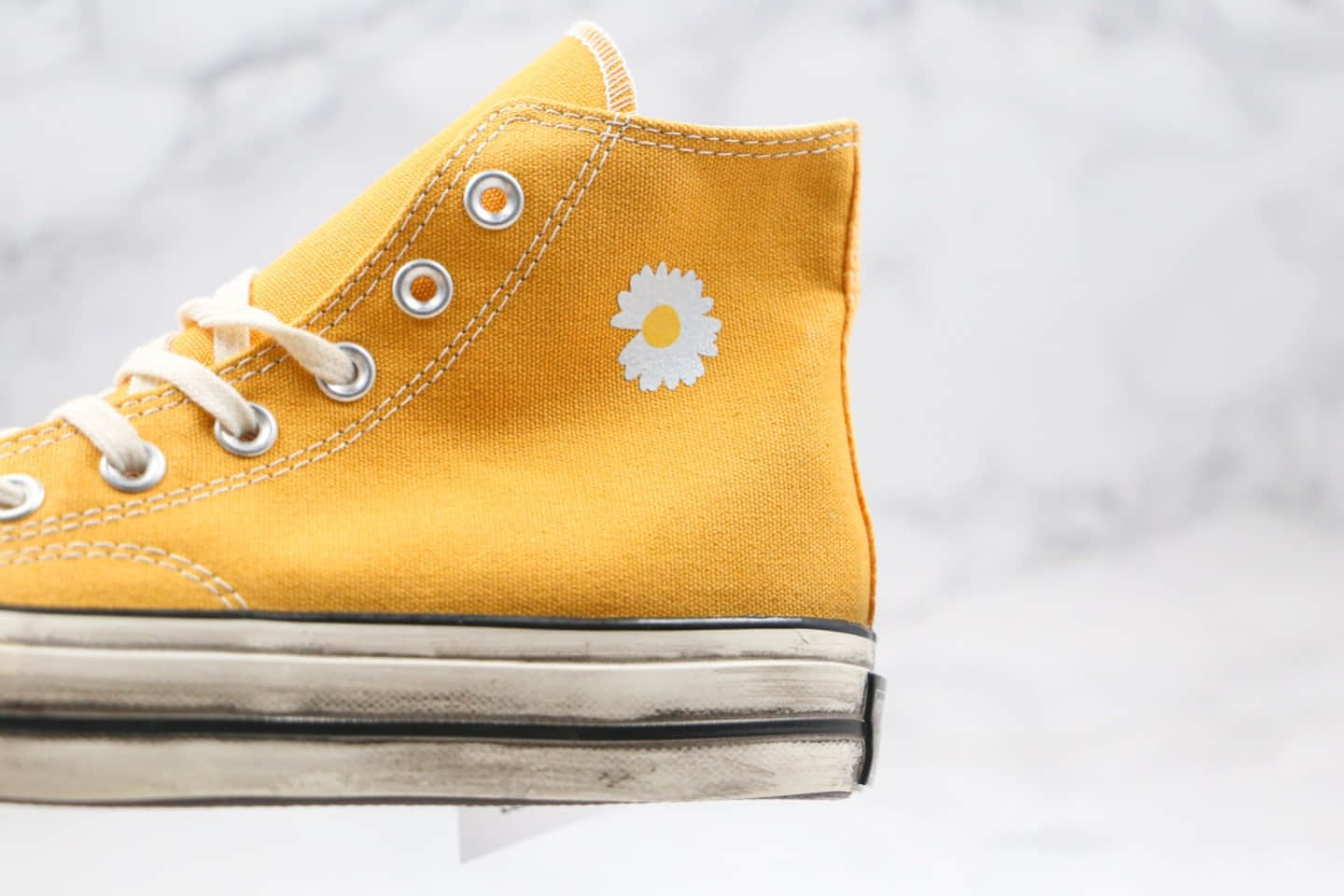 匡威CONVERSE x PEACEMINUSONE公司级版本权志龙联名款小雏菊高帮敏感内容做旧帆布鞋原档案数据开发 货号:162054C