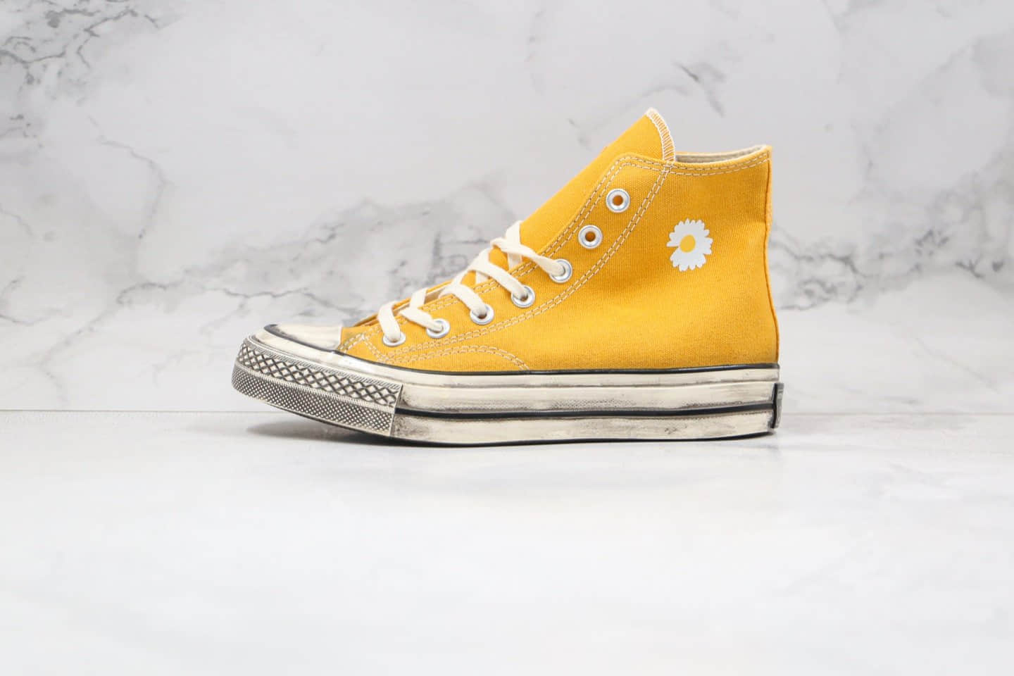 匡威CONVERSE x PEACEMINUSONE公司级版本权志龙联名款小雏菊高帮敏感内容做旧帆布鞋原档案数据开发 货号:162054C