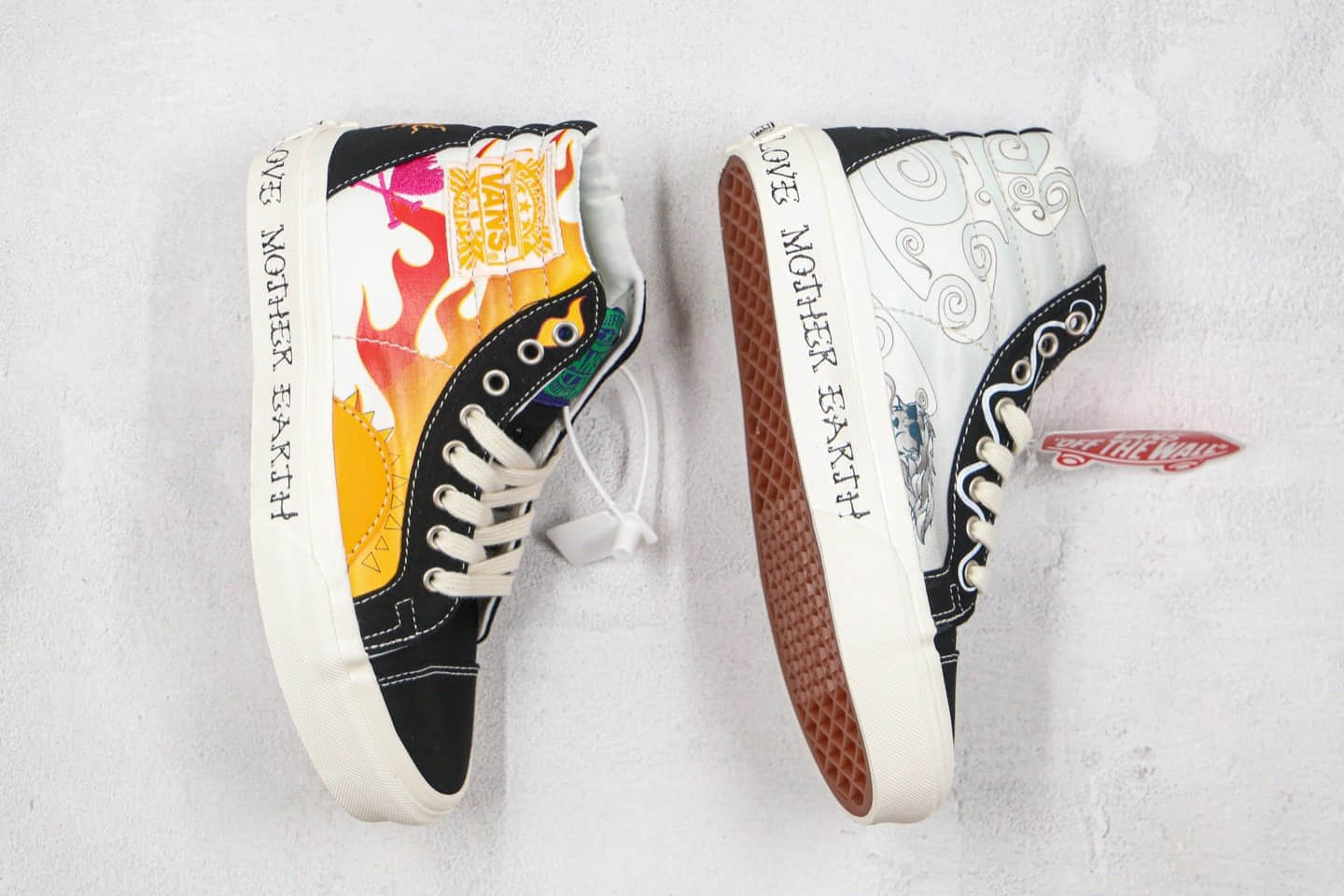 万斯VANS Sk8-Hi公司级版本高帮地球生态环境主题火焰水土刺绣鸳鸯配色硫化板鞋原盒原标 货号:VN0A3JFIWZ2