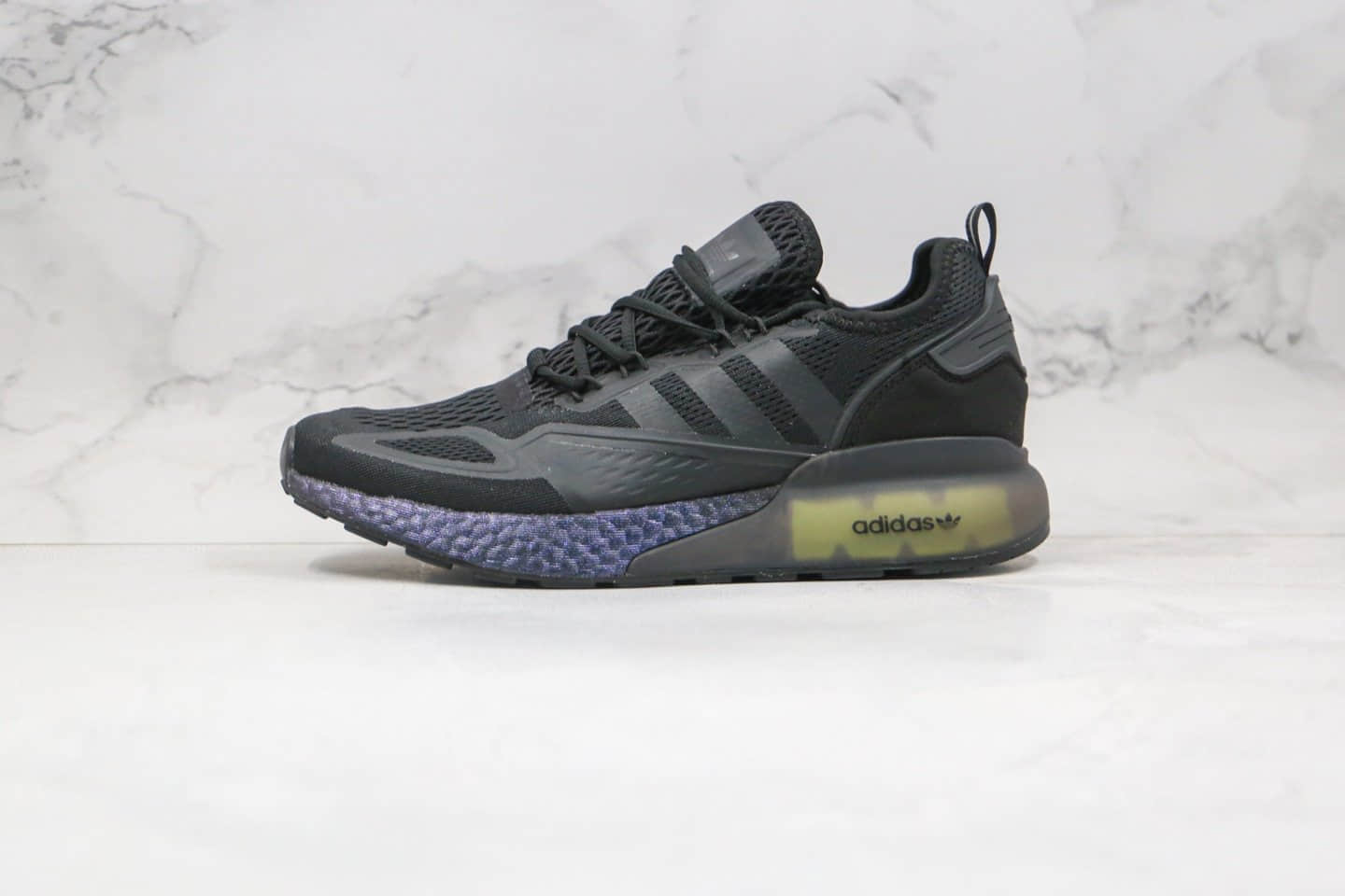 阿迪达斯Adidas Originals ZX 2K Boost纯原版本易烊千玺同款爆米花缓震跑鞋黑荧光绿色原鞋开模一比一打造 货号:FV7479