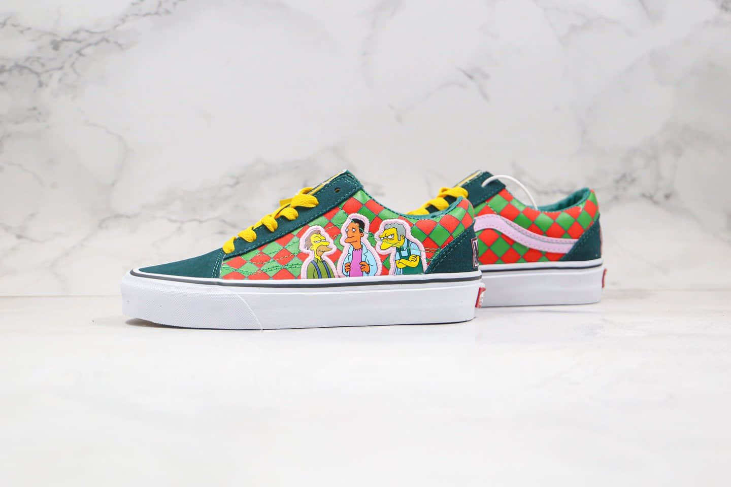 万斯Vans Old Skool x 辛普森联名款公司级版本低帮红绿敏感内容棋盘格子硫化板鞋原楦头纸板打造