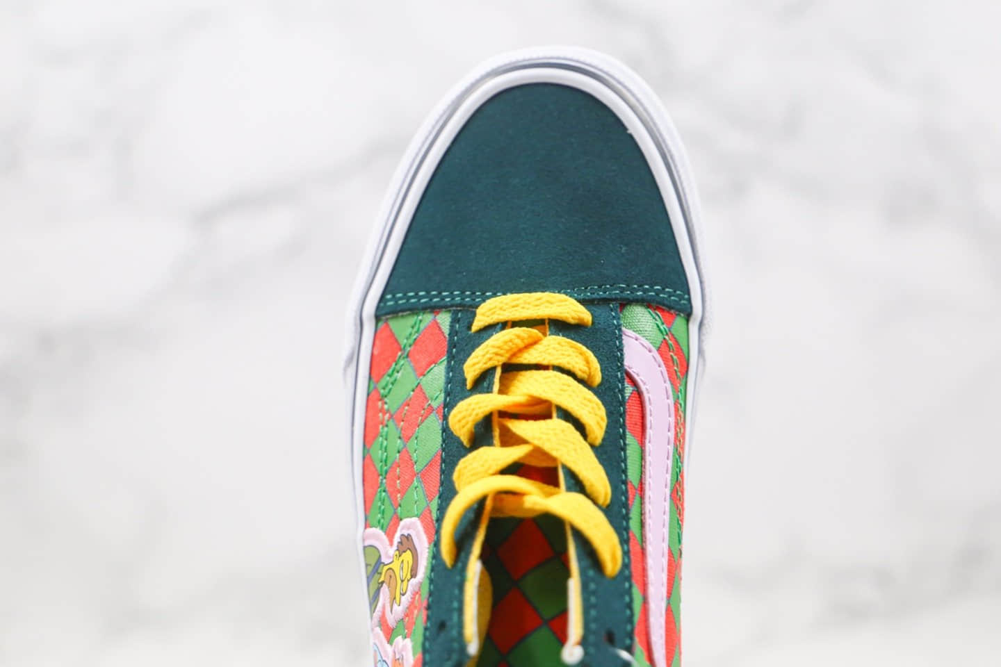 万斯Vans Old Skool x 辛普森联名款公司级版本低帮红绿敏感内容棋盘格子硫化板鞋原楦头纸板打造
