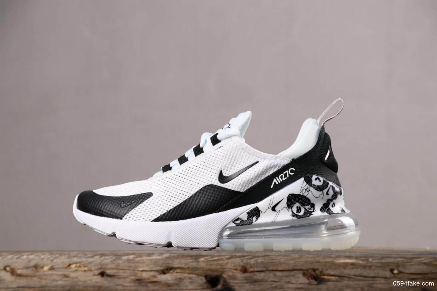 Nike Air Max 270耐克白黑花卉气垫公司级带半码正确氦气回弹气垫大底 (ID:4989) - 图片1