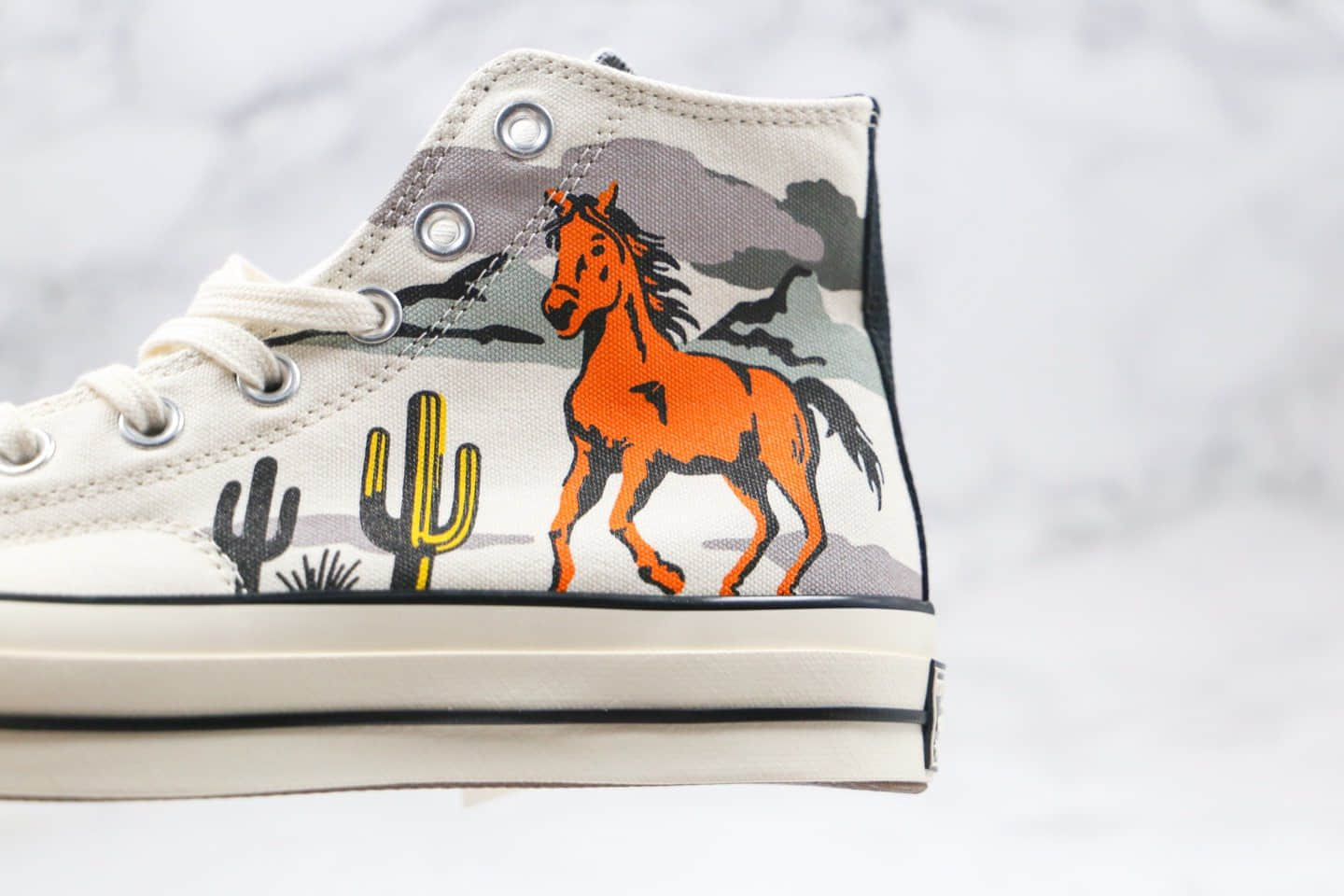 匡威CONVERSE Chuck 70公司级版本高帮赛马图案涂鸦帆布鞋原厂硫化大底正确PU硅蓝软中底 货号:169821C