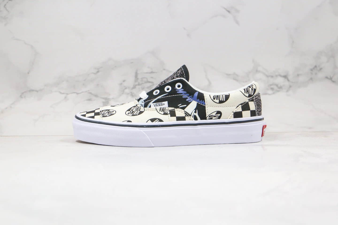 万斯Vans Era LOGO公司级版本低帮白腰果花阴阳棋盘格涂鸦印花低帮硫化帆布鞋原盒原标 (ID:50485) - 图片1