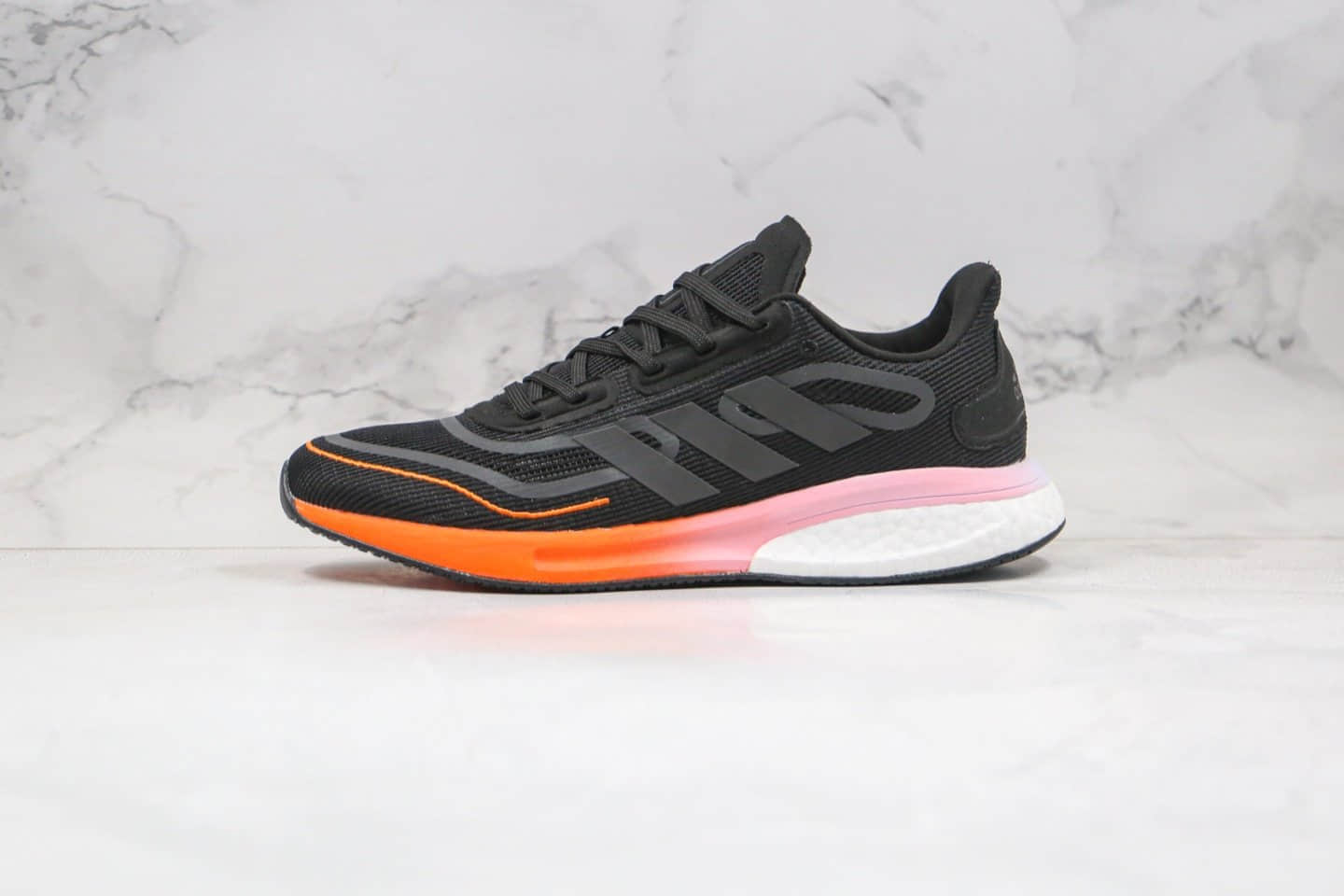 阿迪达斯adidas Boost Supernova M纯原版本爆米花马拉松跑鞋黑粉橙色内置原厂巴斯夫缓震大底 (ID:51121) - 图片1