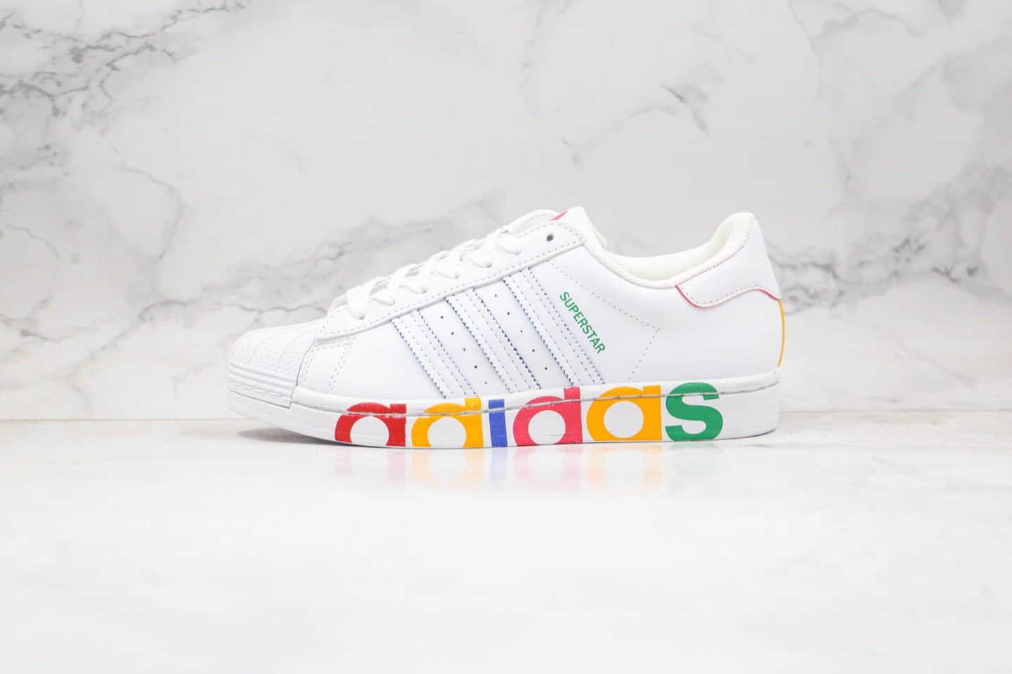 阿迪达斯Adidas Originals Stan Smith纯原版本三叶草贝壳头板鞋50周年彩色LOGO彩虹色原盒原标 (ID:51155) - 图片1