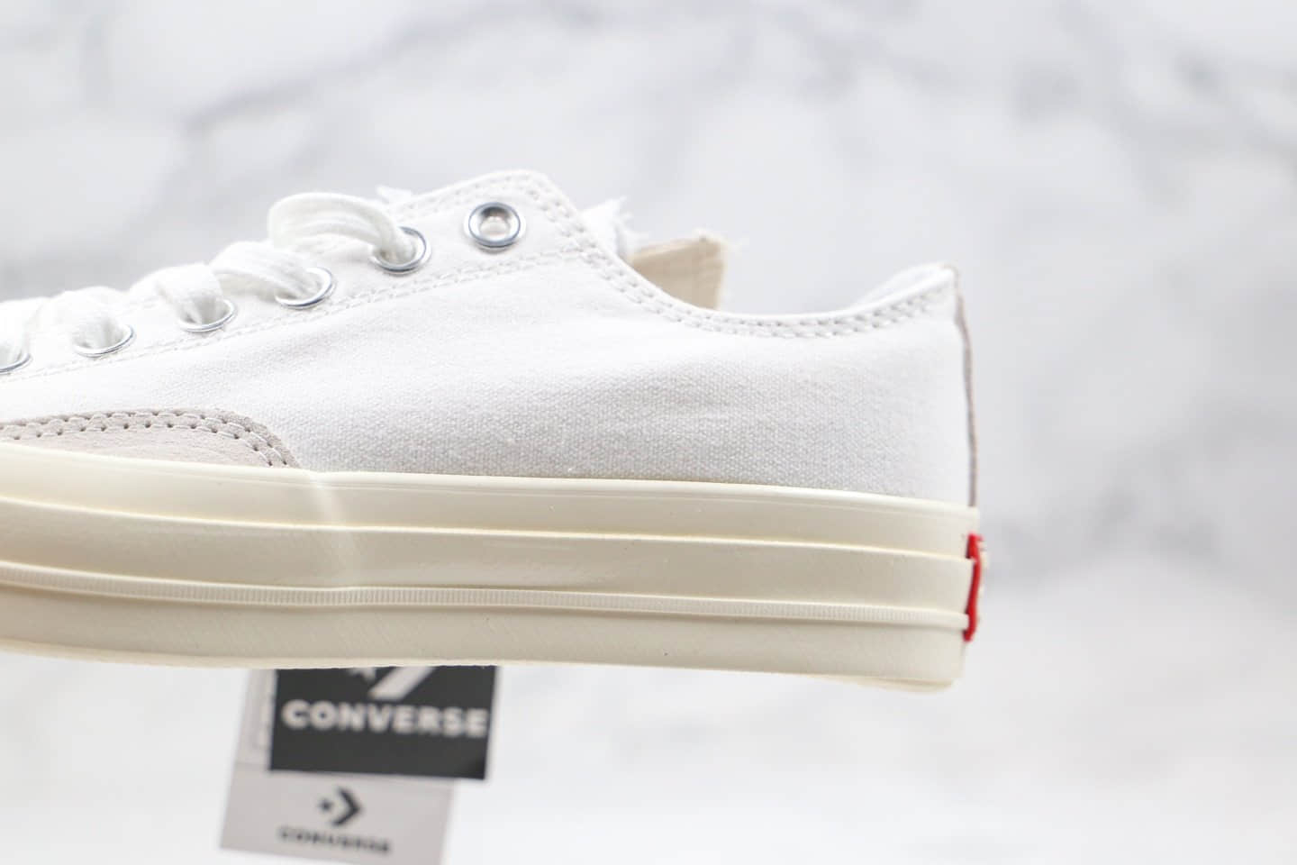 匡威Converse Rivals公司级版本低帮错位LOGO解构硫化板鞋白色原厂硫化大底正确PU硅蓝软中底 货号:168673C