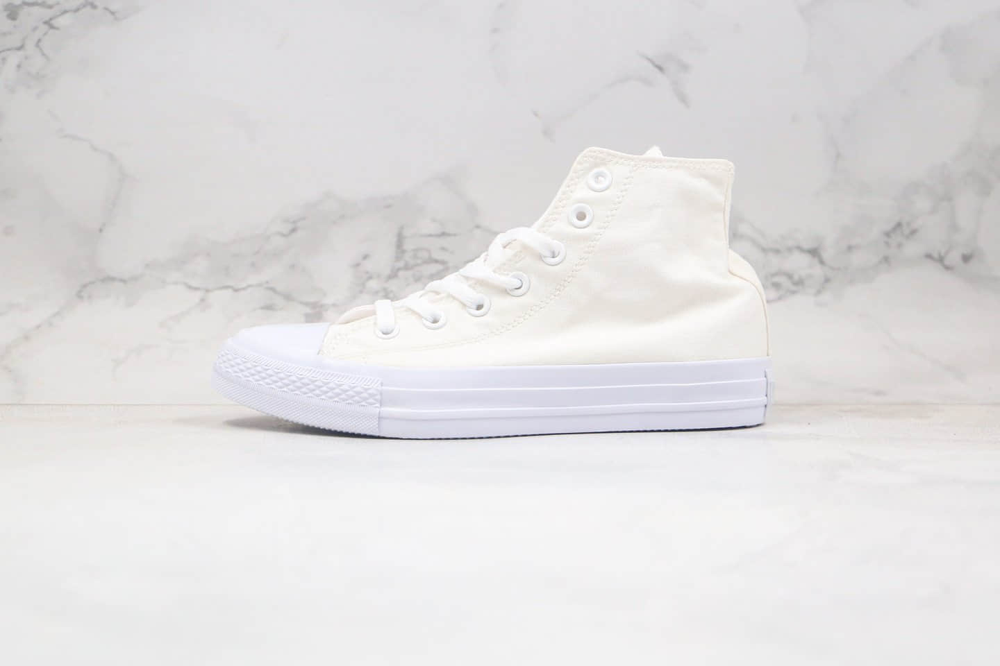 匡威Converse Chuck Taylor All Star Mono Canvas Hi公司级版本日版限定高帮帆布鞋纯白色原鞋开模 (ID:52065) - 图片1