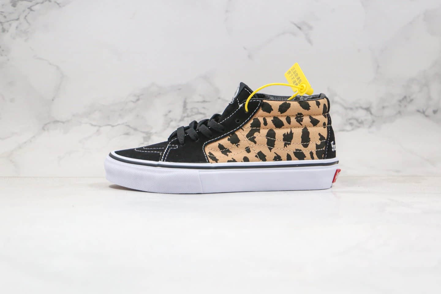 万斯Vans Sk8-Mid Supreme Velvet Leopard Black公司级版本中帮拼色麂皮板鞋黑豹纹原装硫化品质 (ID:52129) - 图片1
