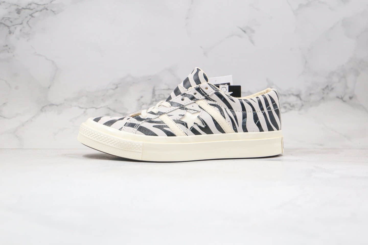 匡威Converse Jack Star & Bars ZEBRASUEDE公司级版本日本限定杰克一星低帮板鞋斑马纹白底正确蓝底双围条 (ID:52137) - 图片1