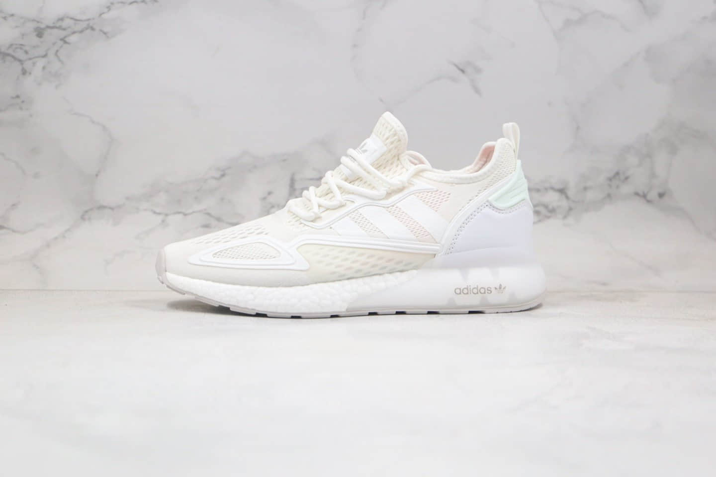 阿迪达斯adidas Originals ZX 2K Boost纯原版本易烊千玺同款爆米花缓震休闲运动跑鞋纯白色区别市面通货 (ID:52383) - 图片1