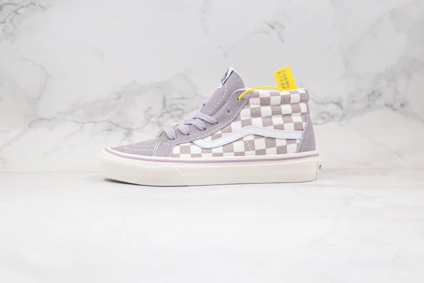 万斯Vans SK8-mid公司级版本中帮棋盘格子香芋紫配色帆布鞋原楦头纸板打造 (ID:53971) - 图片1