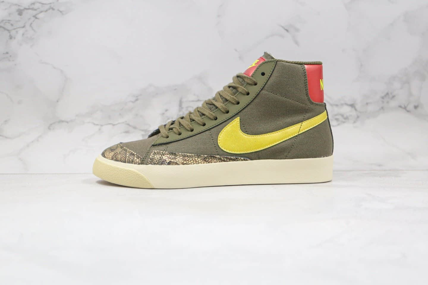 耐克Nike Blazer Mid纯原版本中帮开拓者蛇纹橄榄绿内置气垫 (ID:55402) - 图片1