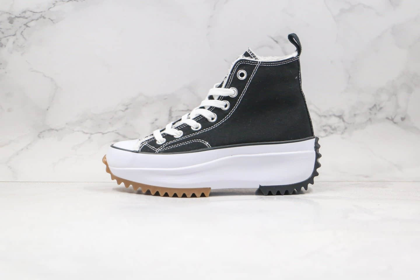 匡威J.W. Anderson x Converse chuck Run Star Hike Hi公司级版本联名高帮锯齿厚底加绒板鞋黑白色原楦开发 (ID:55422) - 图片1