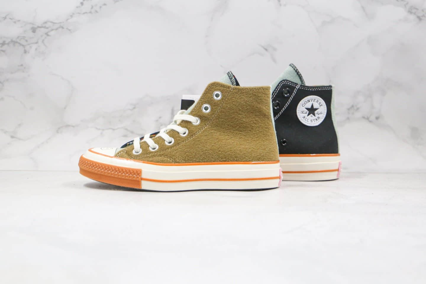 匡威Converse Chuck 70公司级版本高帮哭脸黑绿色拼接硫化板鞋原厂硫化大底 (ID:55602) - 图片1