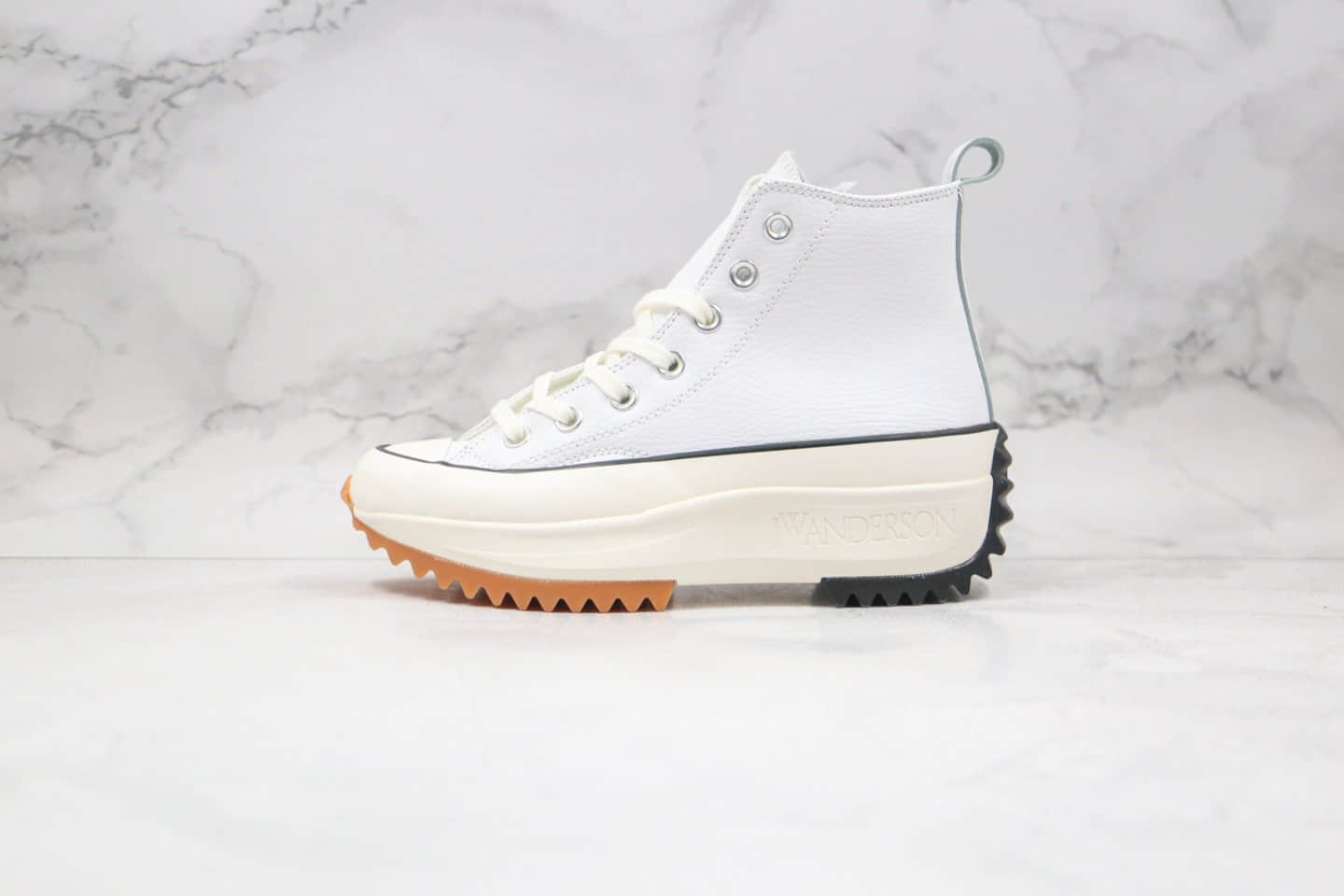 匡威Converse chuck Run Star Hike Hi White Blue Gum x J.W. Anderson联名款公司级版本高帮皮面厚底锯齿皮面白色加绒松糕鞋原盒原标 (ID:55712) - 图片1