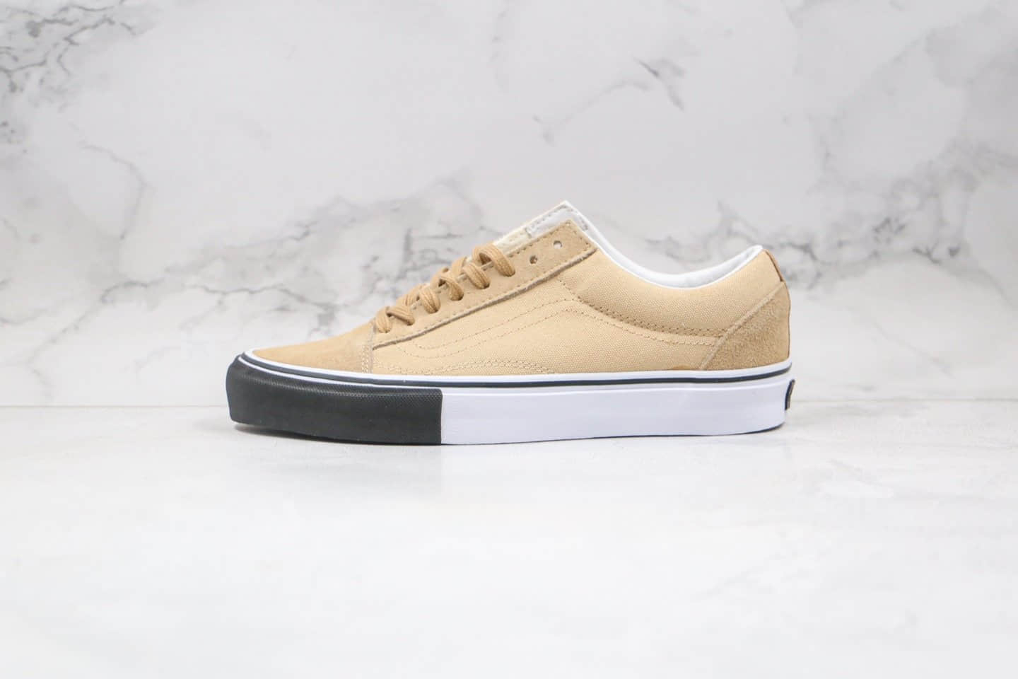 万斯Vans Vault 2020 x H视频内容EN联名款公司级版本低帮军事风沙漠黄黑白拼色硫化板鞋原鞋开模一比一打造 (ID:56100) - 图片1