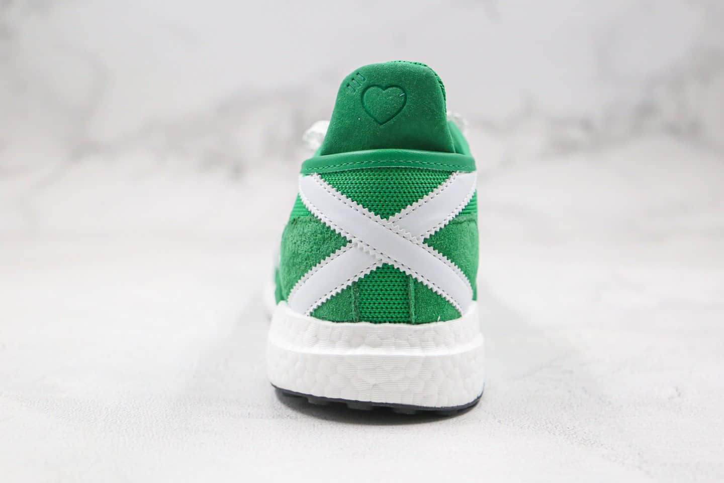 阿迪达斯adidas Tokio Solar x Human Made联名款纯原版本复古三叶草慢跑鞋白绿色原档案数据开发 货号:FZ0550