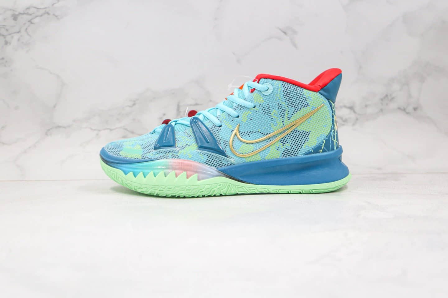 耐克Nike Kyrie 7 Pre Heat Ep纯原版本欧文7代蓝绿色实战篮球鞋内置气垫 (ID:56356) - 图片1