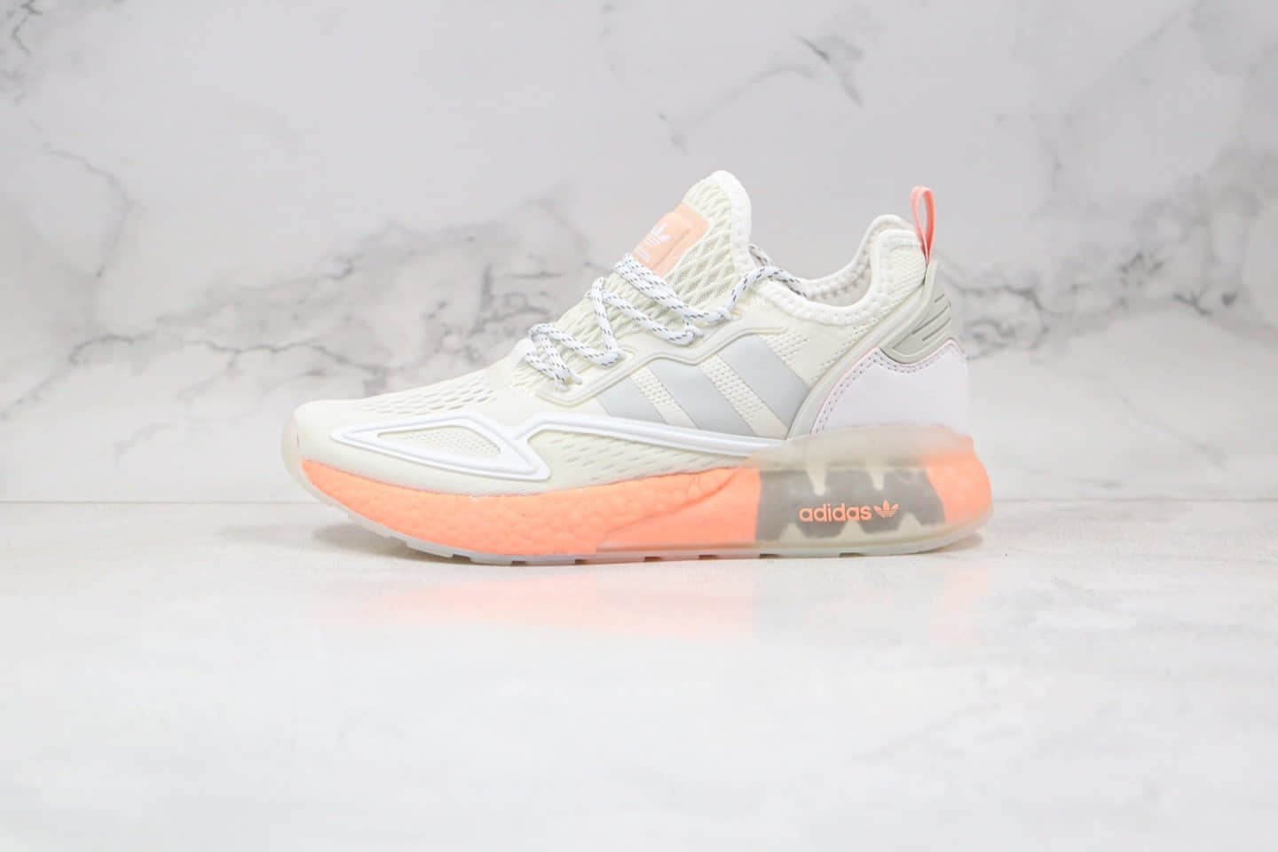 阿迪达斯Adidas Originals ZX 2K Boost纯原版本三叶草ZX 2K爆米花跑鞋灰橙色原盒原标 (ID:56651) - 图片1