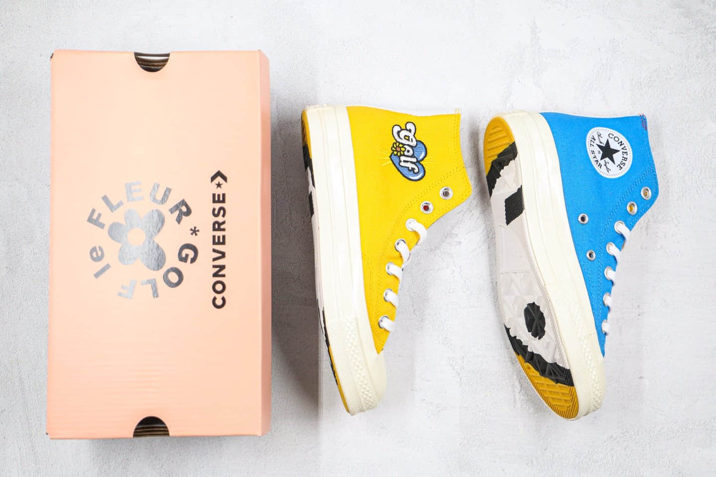 匡威Converse Chuck 70 x GOLF le FLEUR公司级版本高帮小花彩虹色帆布鞋原盒原标 货号:169910C