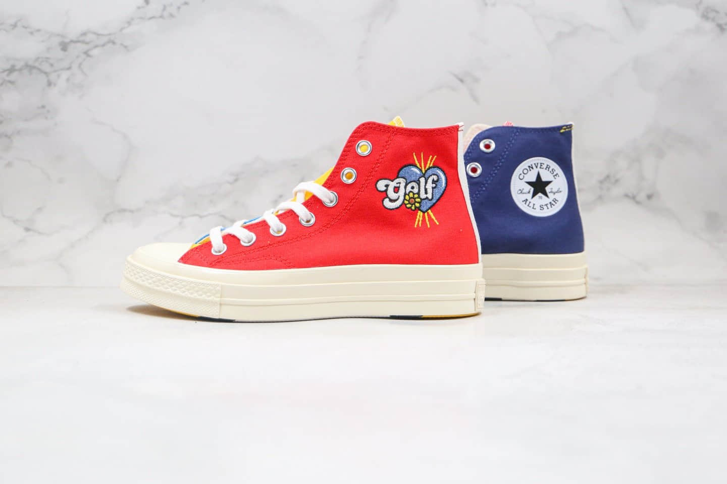 匡威Converse Chuck 70 x GOLF le FLEUR公司级版本高帮小花彩虹色帆布鞋原盒原标 货号:169910C
