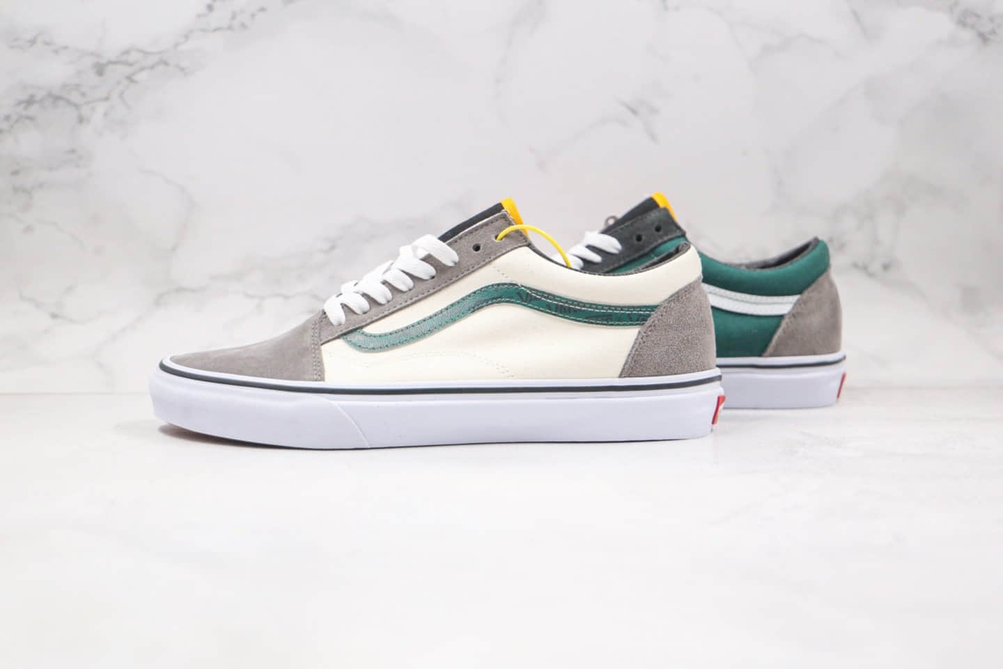 万斯Vans Old Skool纯原版本低帮白灰绿色鸳鸯硫化麂皮板鞋原盒原标lB (ID:57699) - 图片1