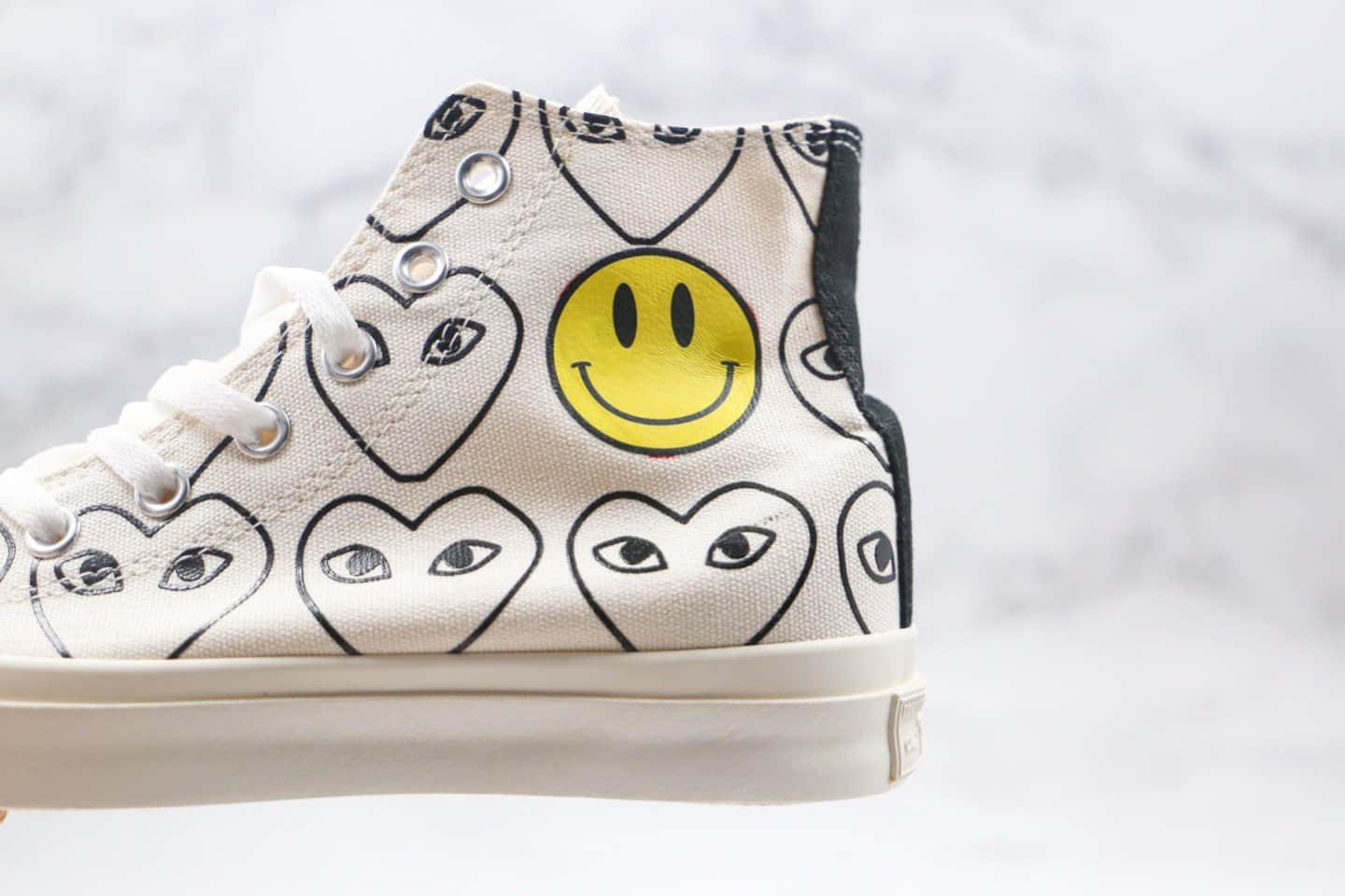 匡威Converse x 敏感内容G PLAY X 敏感内容ILEY Chuck Taylor All Star公司级版本日版限定款川久保玲联名高帮帆布鞋笑脸白敏感内容原标原盒